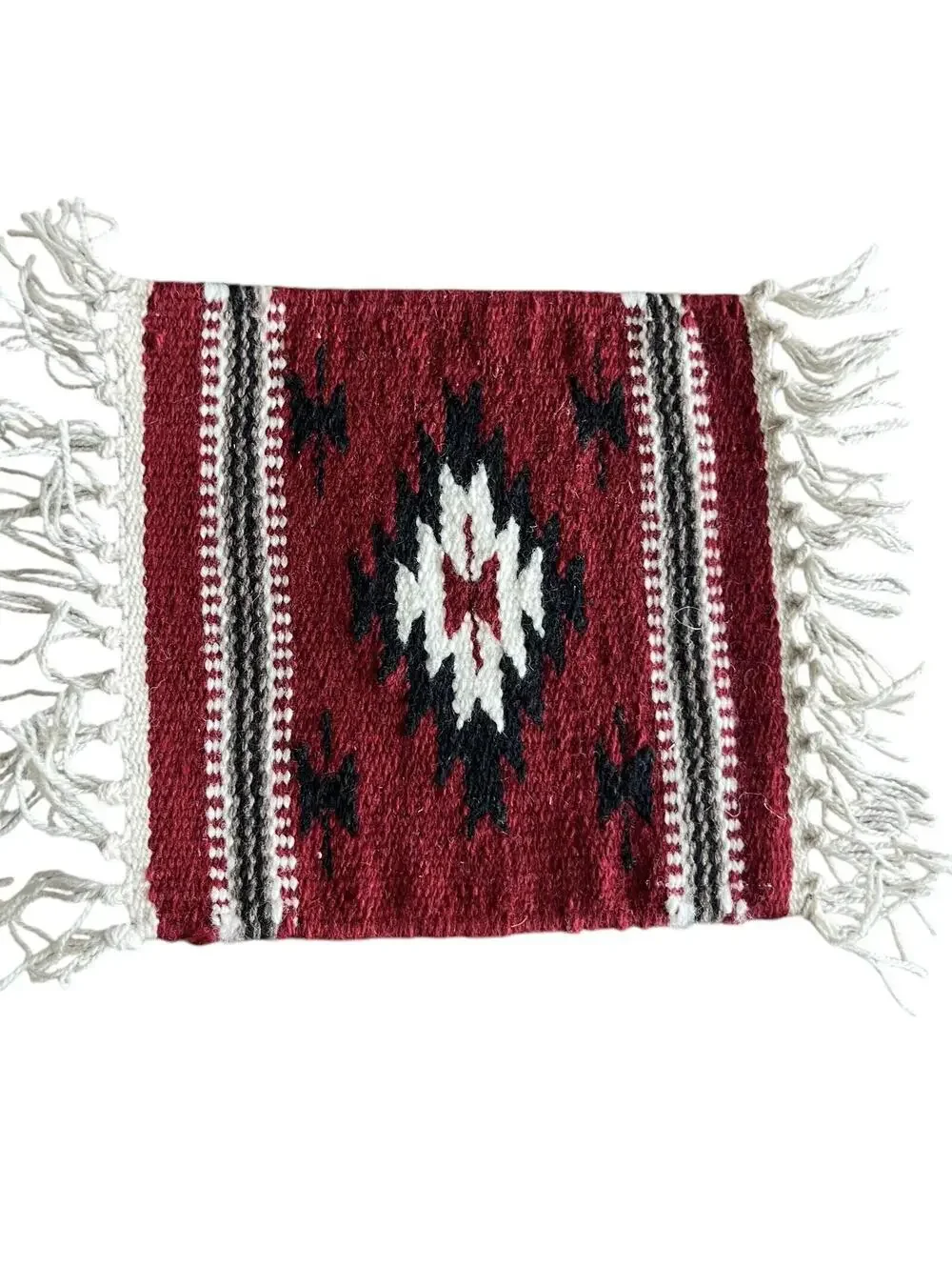 El Paso Blanket Company Woven Table Rug Fringe 90% Wool 15”x 10.5”